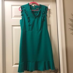 Karl Lagerfeld Paris Crepe Ruffle V-neck dress